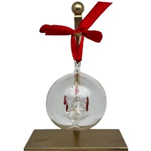 Vintage Blown Art Glass Ornament, Orb w/ Christmas Tree Inside, Made in Italy